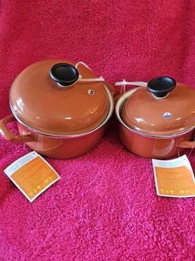 Enamel Casserole Set in Orange - 2-Piece Cookware